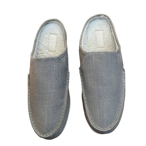 SPERRY Taupe Moc-Sider Mule Hemp Clogs Faux Fur Lining Men Slip On Comfort 8 NWT main image 4